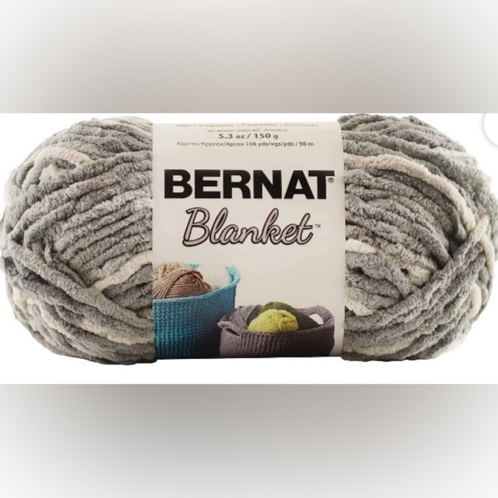 BERNAT SOFT BLANKET YARN - Shade: Silver Steel Color # 10001 - NEW | Baby | Knit